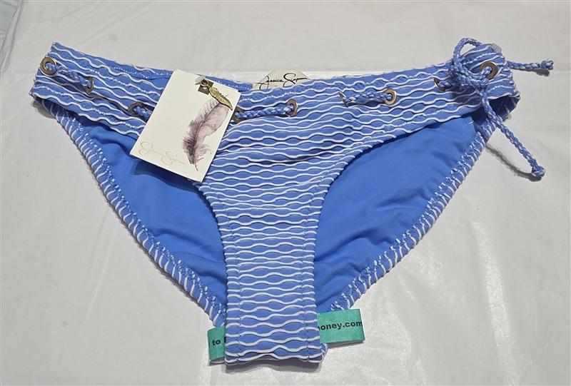 NWT Jessica Simpson S EYESHADOW Twiggy Stripe Hipster Swim Bottom Blue 115992