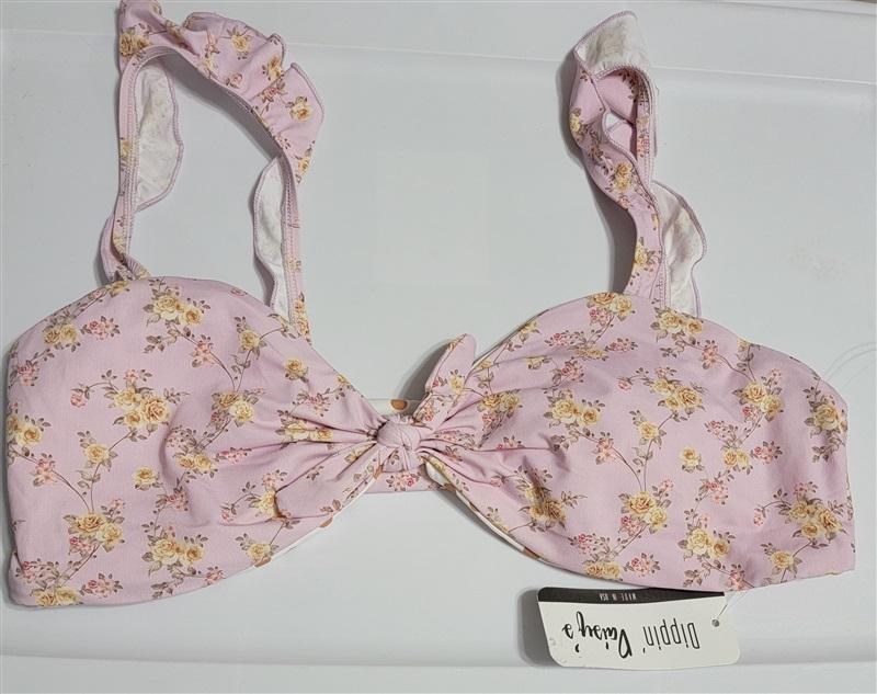 NWT Dippin' Daisy's L Golden Rose Countess Knotted Ruffle Bikini Top 115996