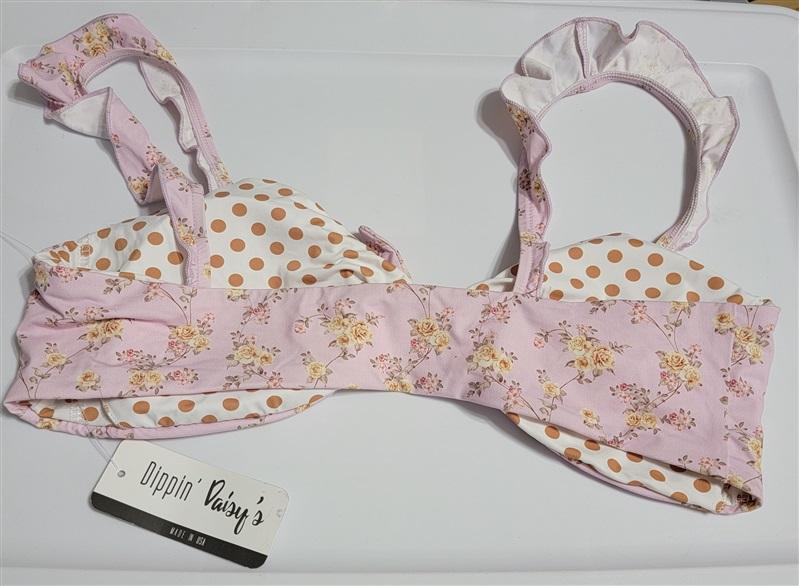 NWT Dippin' Daisy's L Golden Rose Countess Knotted Ruffle Bikini Top 115996
