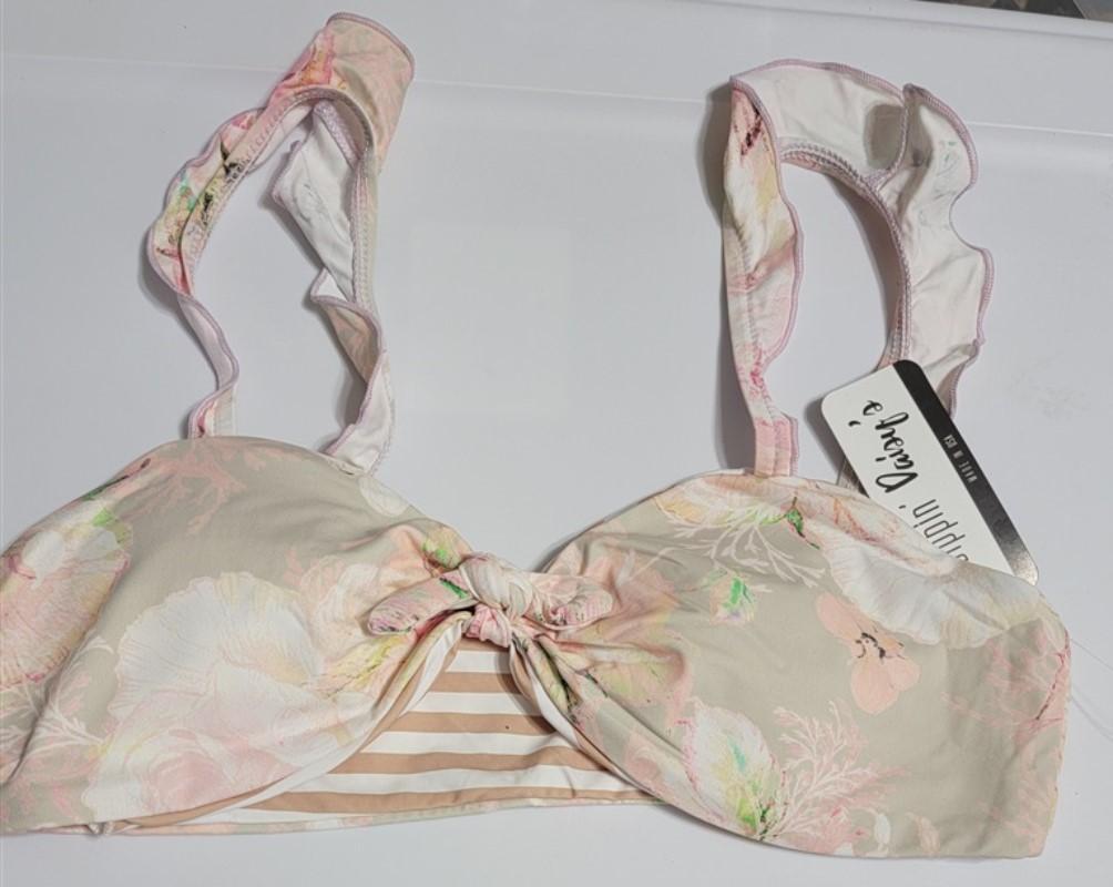 NWT Dippin' Daisy's S English Garden Countess Knotted Ruffle Bikini Top 116002