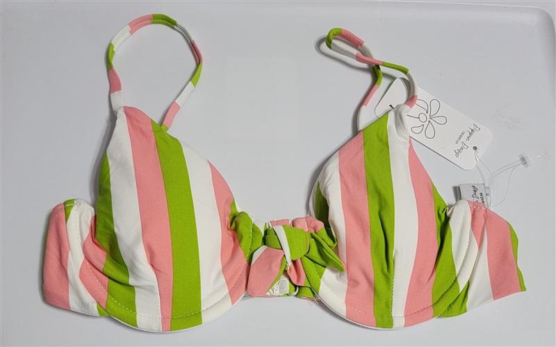 NWT Anthropologie Dippin Daisy's M Pink Green Underwire Stripe Bikini Top 116004