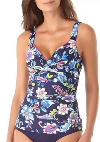 NWT Anne Cole Holiday Paisley 36B/34C Underwire Twist Tankini Swim Top 116015