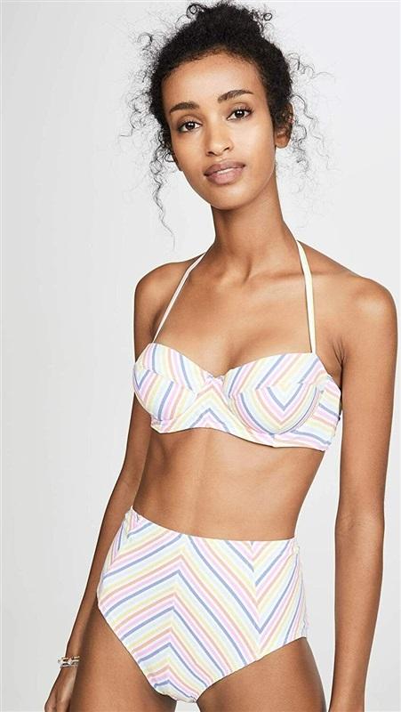 NWT Kate Spade New York M Beach Stripe Seersucker Bikini Swim Bottoms 116019