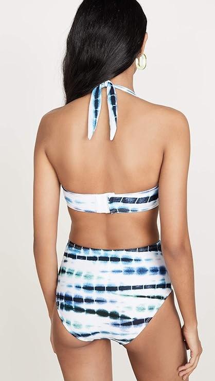 NWOT Shoshanna D Sea Glass Stripe Bikini Top Blue White Green 116028
