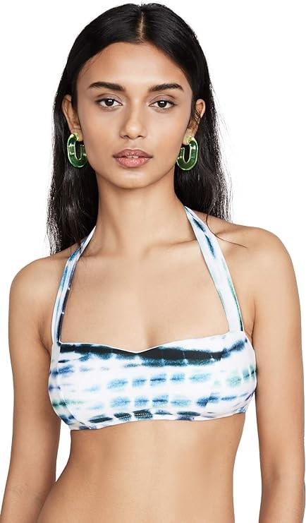 NWOT Shoshanna D Sea Glass Stripe Bikini Top Blue White Green 116028