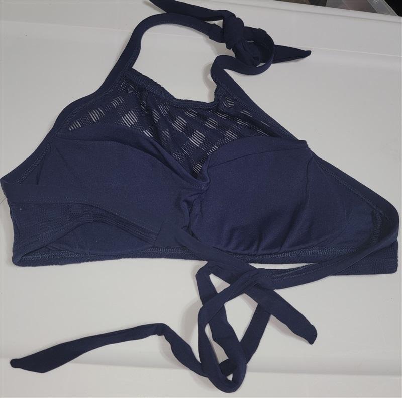 NWOT Robin Piccone M Blue High Neck Bikini Swim Top 116033