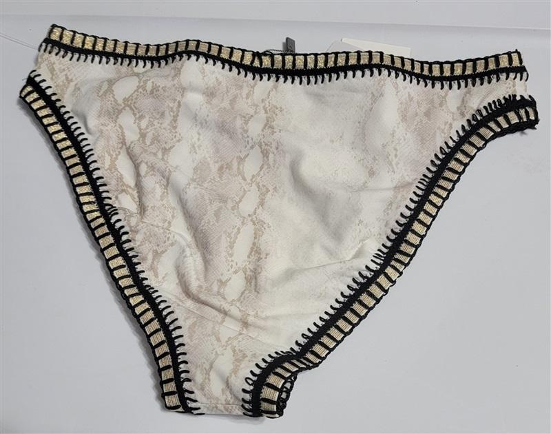 NWT Pilyq Platinum S Cobra Crochet Trim Hi Waist Bikini Bottom Swim 116036