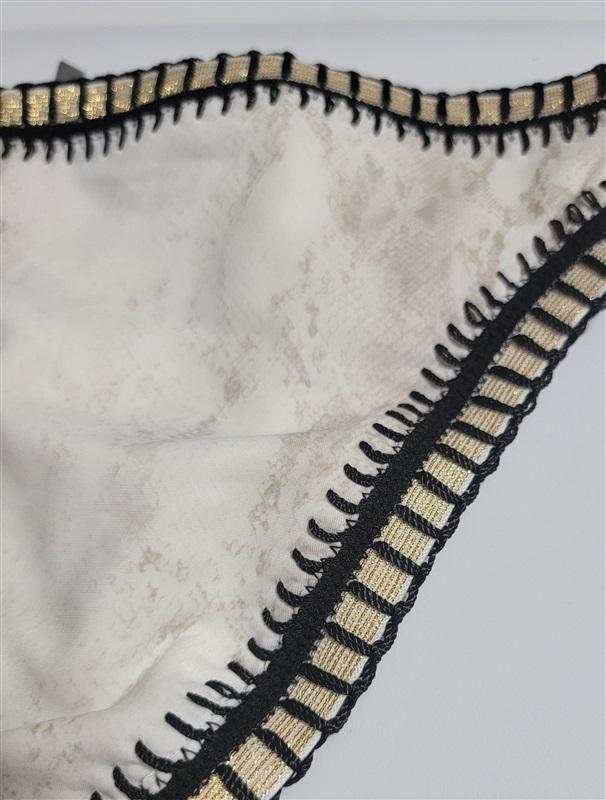 NWT Pilyq Platinum S Cobra Crochet Trim Hi Waist Bikini Bottom Swim 116036