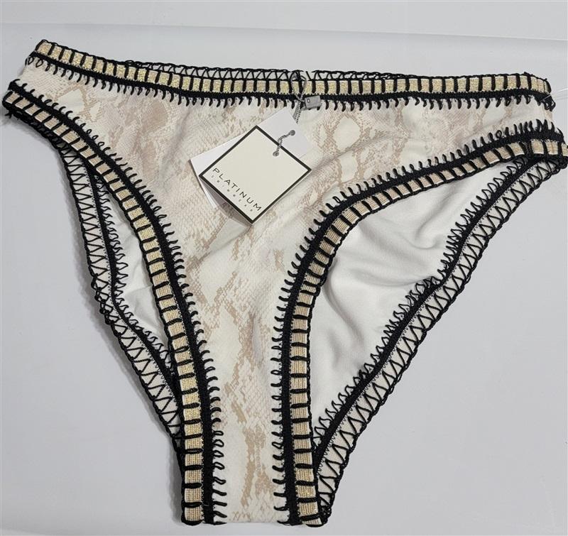 NWT Pilyq Platinum S Cobra Crochet Trim Hi Waist Bikini Bottom Swim 116036