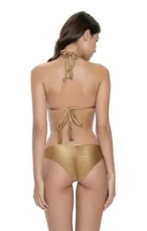 NWT Pilyq PQ L Gold Cliff Basic Ruched Teeny Bottom 116040