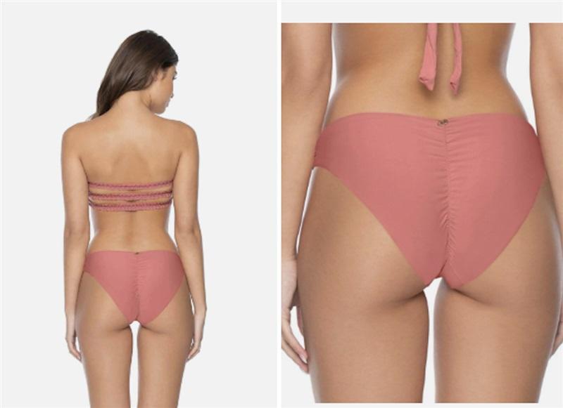NWT Pilyq PQ Lotus S Basic Ruched Full Bikini Bottoms Rose Pink 116044