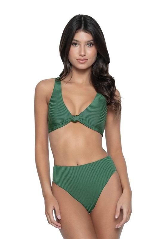 NWT Pilyq Hillary M Emerald Reversible High-Waisted Bikini Swim Bottom 116052