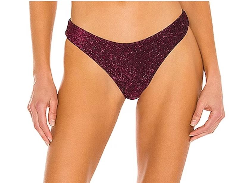 NWT Pilyq PQ L Garnet Sparkle Basic Ruched Teeny Bottom 116067