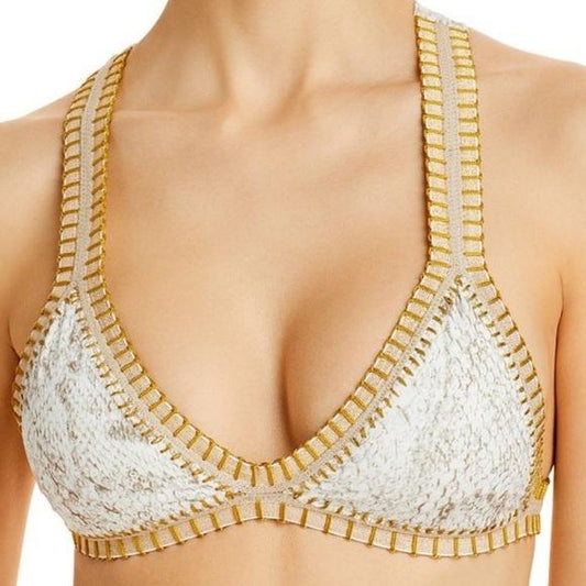 NWT PQ Pilyq Platinum Solange Ferrarini S Crochet Trim Bikini Top Cobra 116120