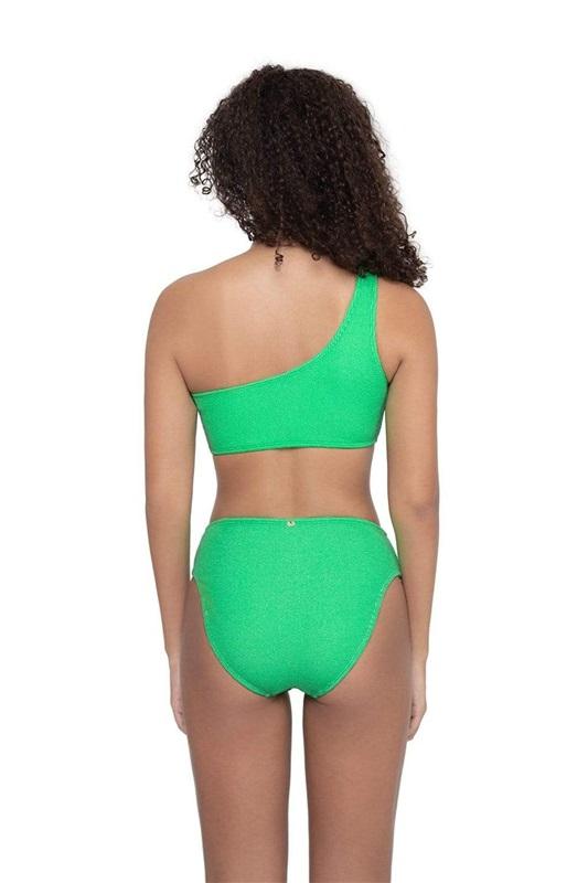 NWT PQ Pilyq Kiwi Reef L High Waist Green Textured Bikini Swim Bottom 116121