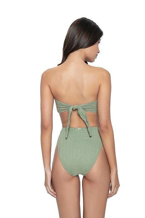 NWT Pilyq PQ Aquarius S Ring Bandeau Bikini Swim Top Green Gold Chevron 116123