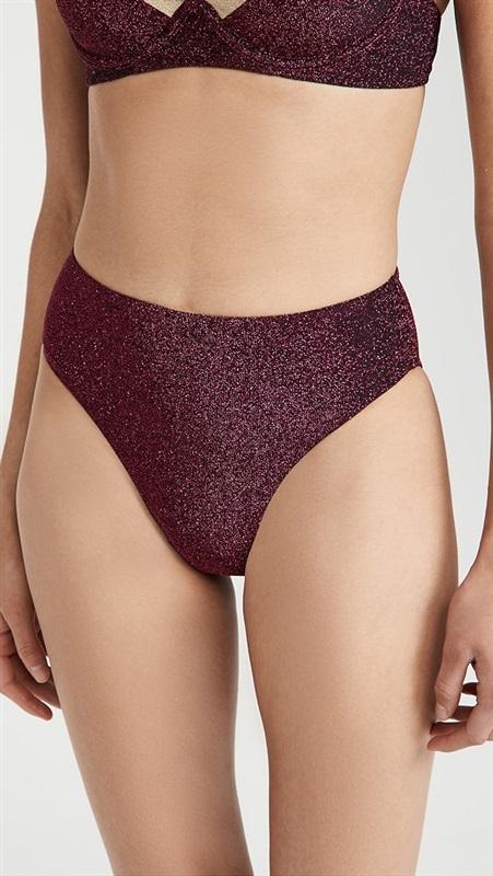 NWT Anthropologie Pilyq L Garnet Hillary High Waist Teeny Bikini Bottom 116067