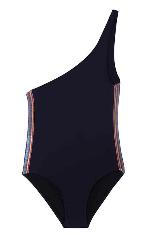 NWT Pilyq PQ 6 Girls Midnight Gold Rainbow 1 SHoulder 1 PC Swimsuit 116129