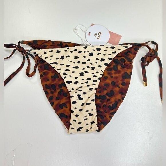 NWT Pilyq M Wild Heart Animal Reversible Side tie Bikini Swim Bottom 116136