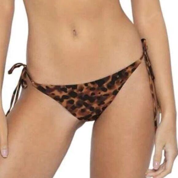 NWT Pilyq L Wild Heart Animal Reversible Side tie Bikini Swim Bottom 116137