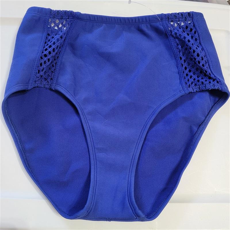 NWOT Robin Piccone M High Waist Crochet Side Bikini Bottom BLue 116147