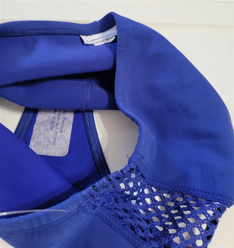NWOT Robin Piccone M High Waist Crochet Side Bikini Bottom BLue 116147