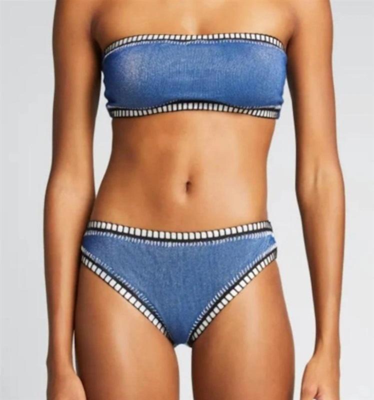 NWT Pilyq PQ Platinum D Eclipse Crochet Trim Bandeau Bikini Swim Top 116148