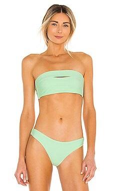 NWT Pilyq PQ L Aloe Green Split Bandeau Bikini Swim Top 116155