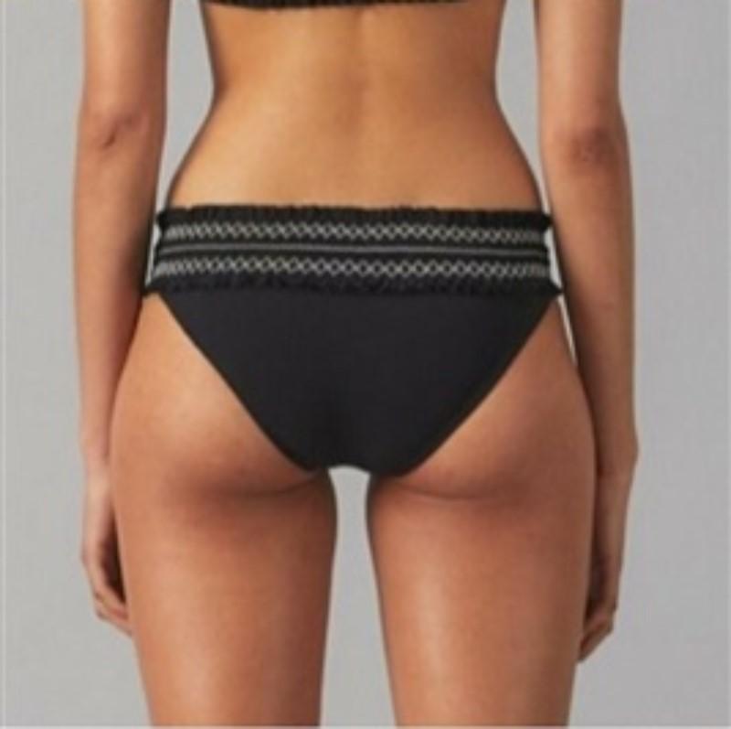 NWT Tory Burch Costa S Black Smocked Hipster Bikini Swim Bottom 116161