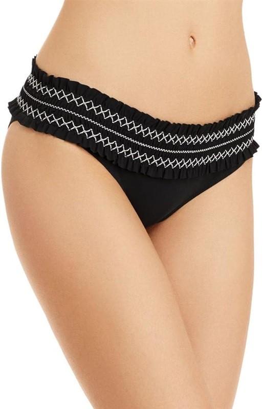 NWT Tory Burch Costa S Black Smocked Hipster Bikini Swim Bottom 116161