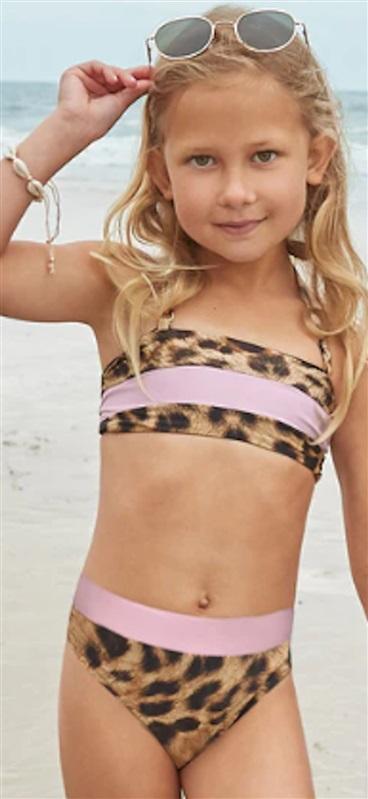 NWT PQ PIlyq 2 Girls Jungle Color Block Bikini Top & Hi Waist Bottom 116162