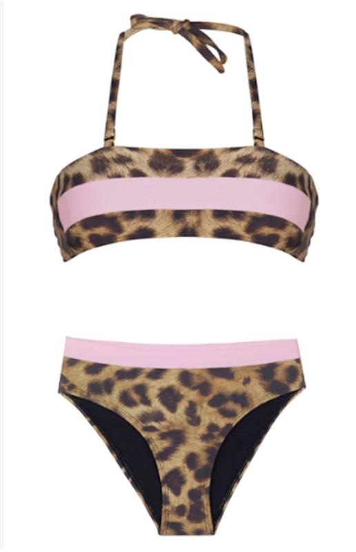 NWT PQ PIlyq 2 Girls Jungle Color Block Bikini Top & Hi Waist Bottom 116162