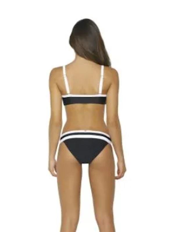 NWT Pilyq Midnight Gold M Color Block Banded Cheeky Bikini Swim Bottom 116202