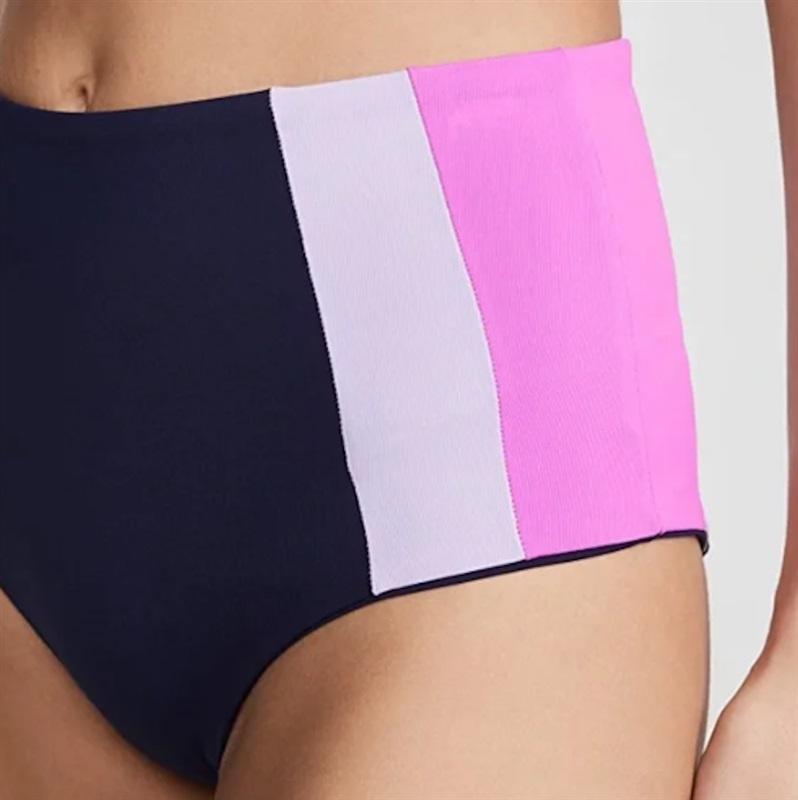 NWT L*Space S Portia High Waist Bikini Bottom Blue Pink 116208