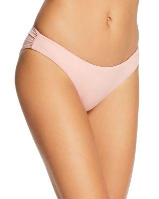NWT Pilyq Rivera L Solid Pink Ruched Cheeky Bikini Swim Bottom 116212