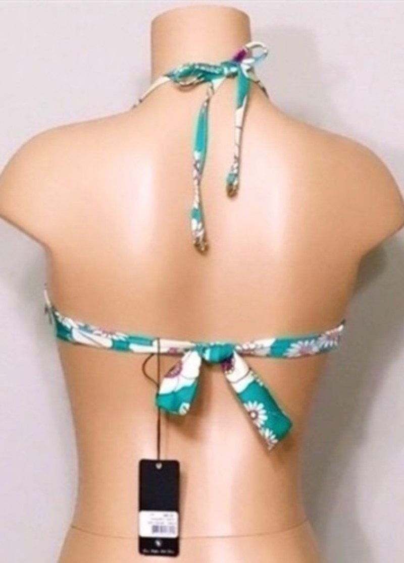 NWOT WILDFOX M Daisy Poppy Green Pink Bikini Top 116213