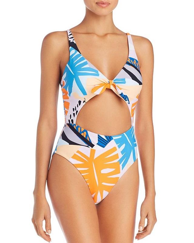 NWT Red Carter XS Arlyne Tie-Front Keyhole Sunburst 1 PC Swimsuit 116217