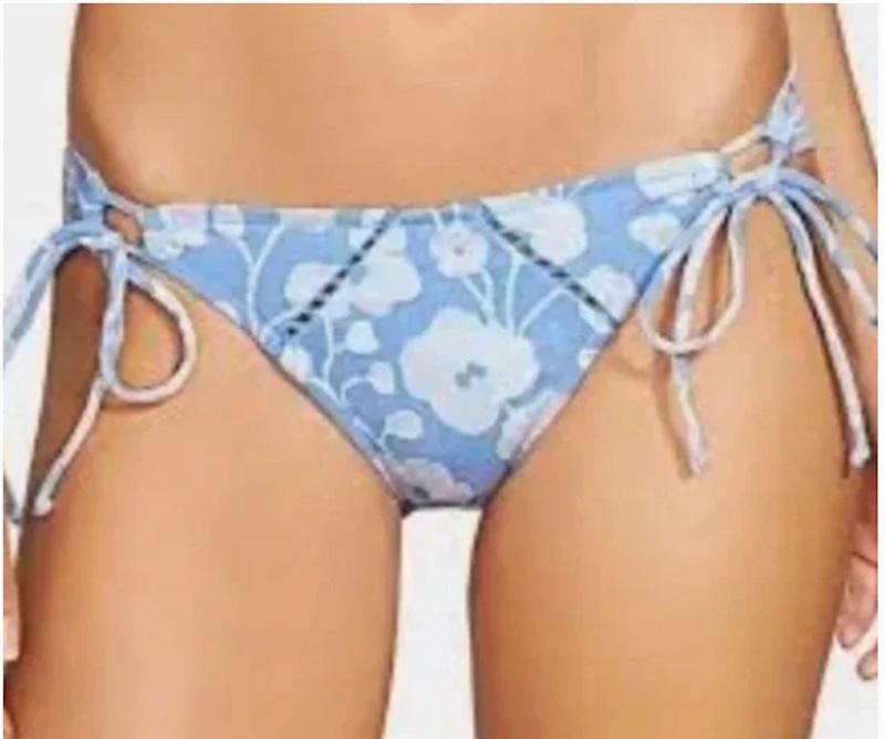 NWT Robin Piccone Sadie XS Floral Side-Tie Stitch Full Bikini Swim Bottom 116221