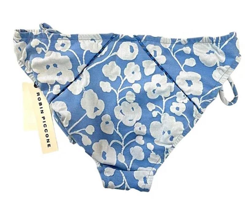 NWT Robin Piccone Sadie XS Floral Side-Tie Stitch Full Bikini Swim Bottom 116221