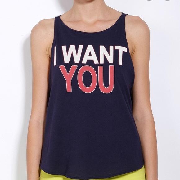 NWT Wildfox SM I Want You Patriotic Swing Tank Blue 116223