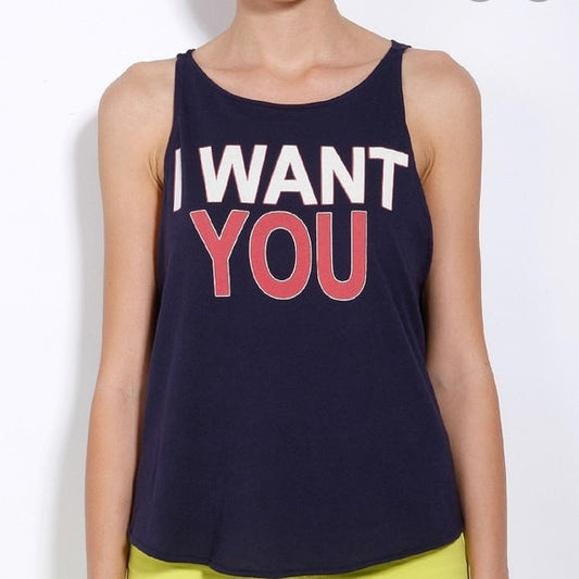 NWT Wildfox SM I Want You Patriotic Swing Tank Blue 116223