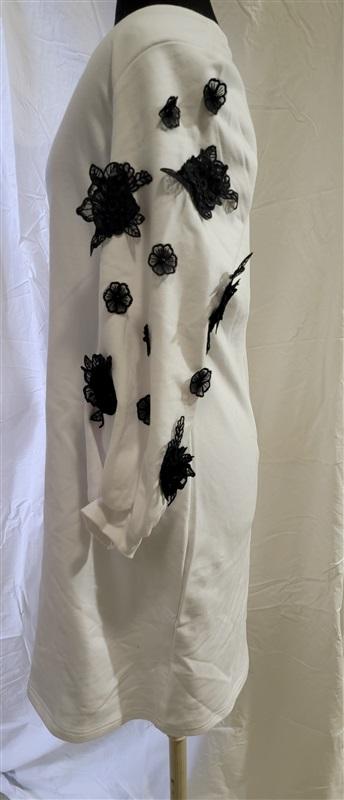 NWOT Boston Proper S French Terry Dress Long Sleeve Lace Flowers 116231