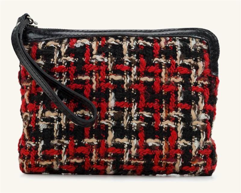 NWT Patricia Nash Cassini Red Black Plaid Boucle Wristlet Purse 116235