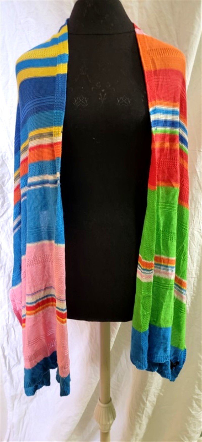 NWOT Ralph Lauren Rainbow Stripe Knit Scarf 80x25 Bright Colors 116240