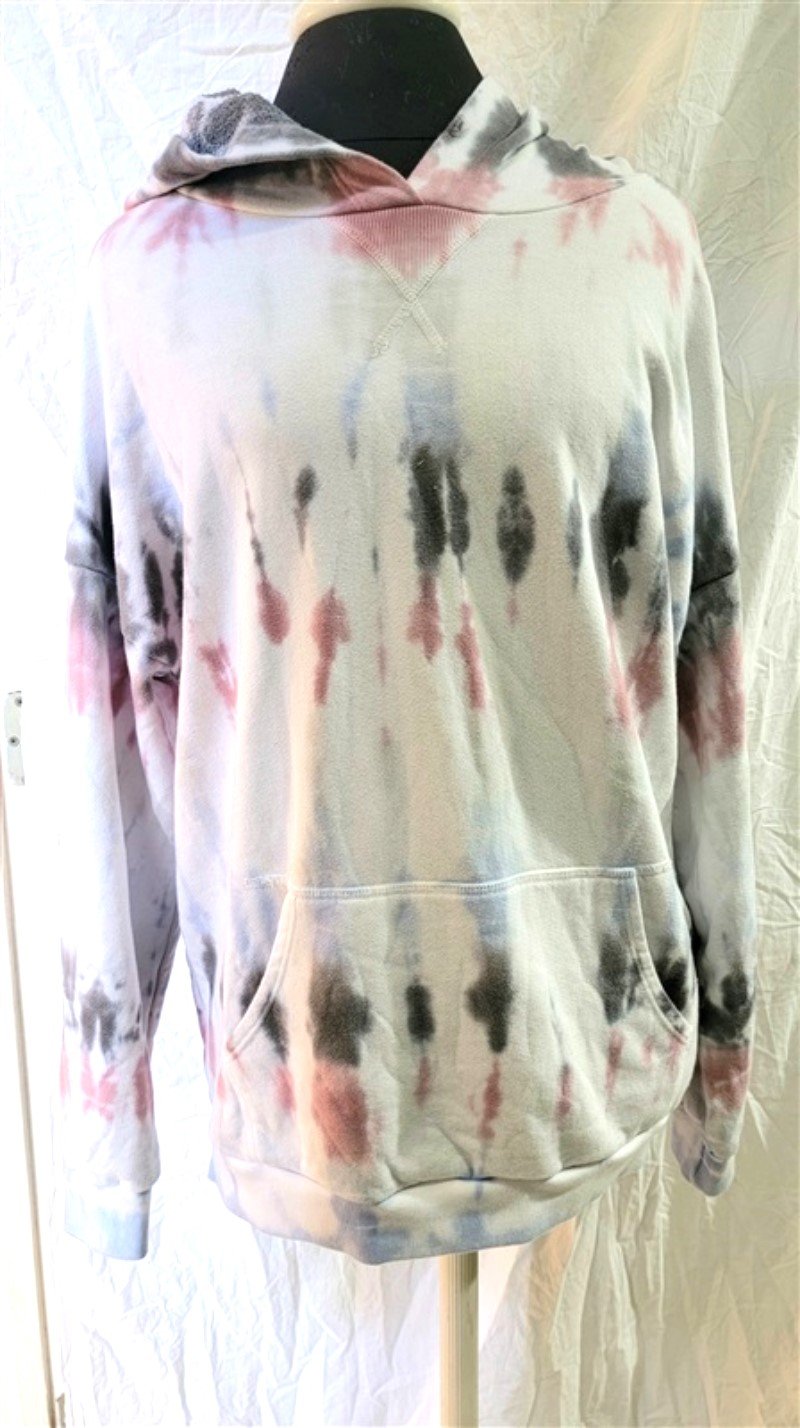 NWOT Michael Stars S Tie Dye Hoodie Sweatshirt White Pink Gray 116247