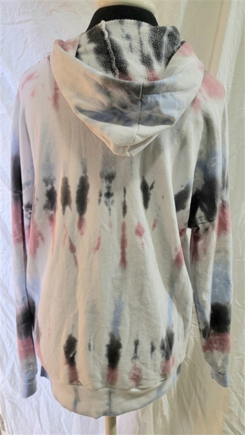 NWOT Michael Stars S Tie Dye Hoodie Sweatshirt White Pink Gray 116247