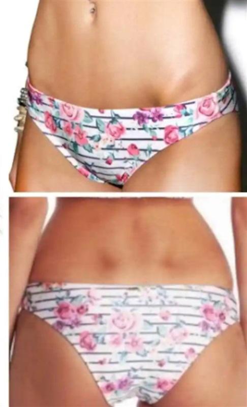 NWT WILDFOX M Gypsy Rose Stripe Floral Bikini Bottoms Swim 116258