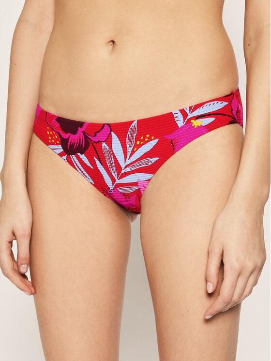 NWOT Seafolly On Vacation SZ 8 USA Red Palm Ribbed Bikini Swim Bottom 116267