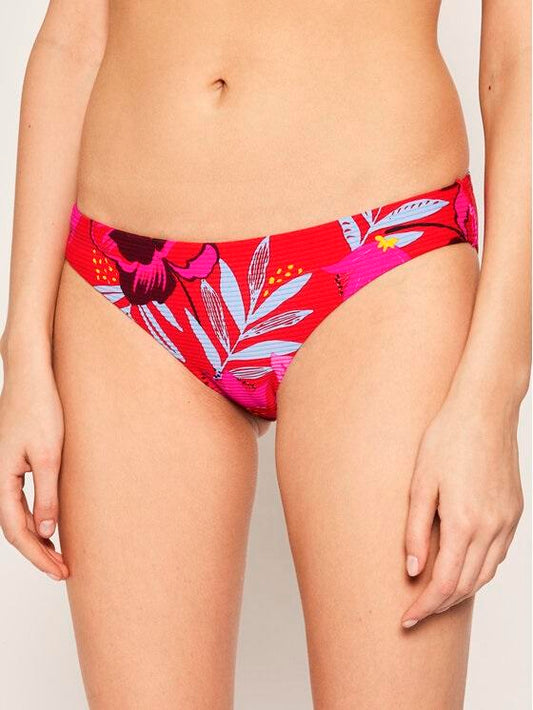 NWOT Seafolly On Vacation SZ 8 USA Red Palm Ribbed Bikini Swim Bottom 116267
