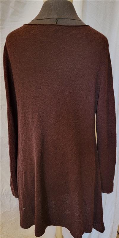NWOT Eileen Fisher M Wool V-Neck Top Brown Asymmetric Hem Sweater 116287